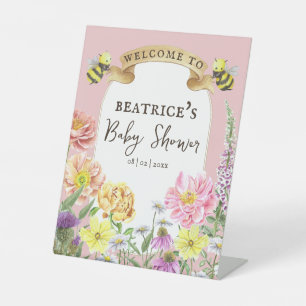 Signe De Table Elegant Bee et Baby shower Fleur sauvage Bienvenue