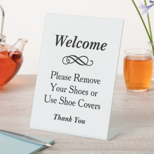 Signe De Table Élégant Bienvenue Enlever les Chaussures