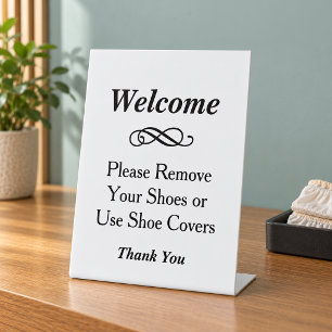 Signe De Table Élégant Bienvenue Enlever les Chaussures