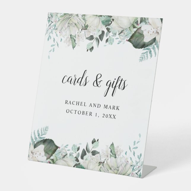 Signe De Table Elégant blanc Mariage de verdure (Recto)