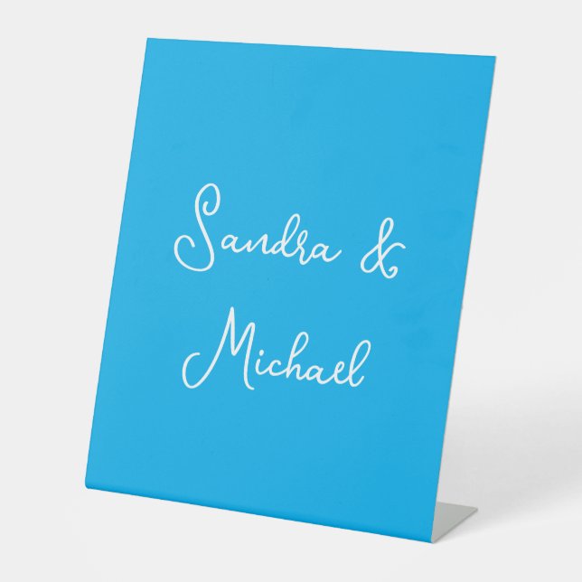 Signe De Table Elégant bleu azur bleu personnalisé (Recto)