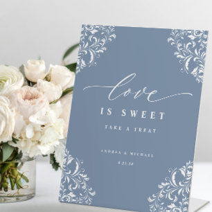 Signe De Table Elégant bleu Dusty Mariage L'amour est doux