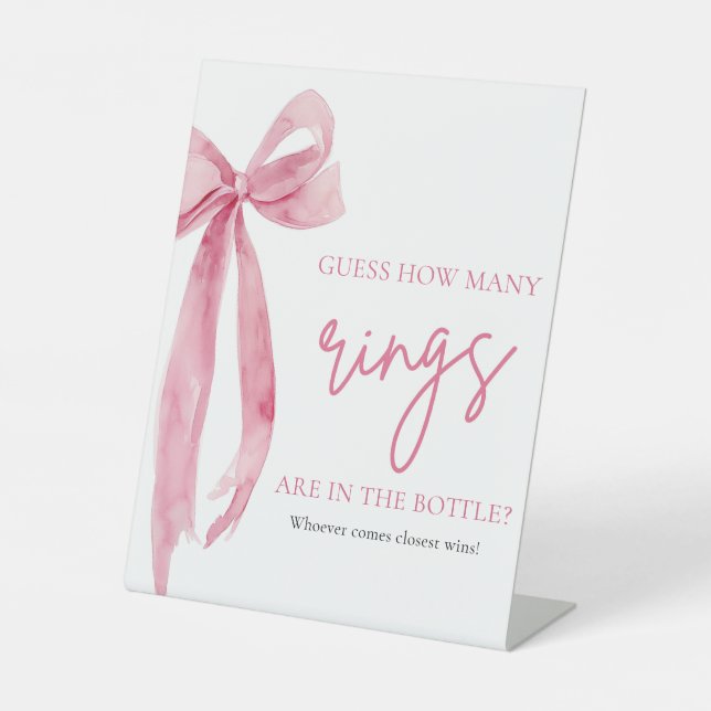 Signe De Table Elégant Blush Pink Bow Devine Combien De Bagues Je (Recto)