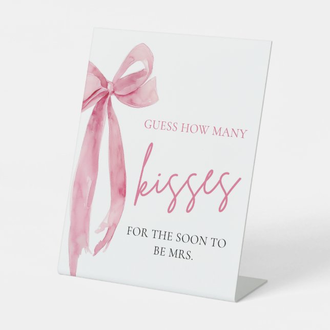 Signe De Table Elegant Blush Pink Bow Devine Combien De Baisers J (Recto)