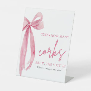 Signe De Table Elégant Blush Pink Bow Devine Combien De Corks Jeu