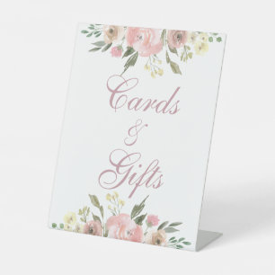 Signe De Table Élégant Blush Rose Floral Cartes et Cadeaux Mariag