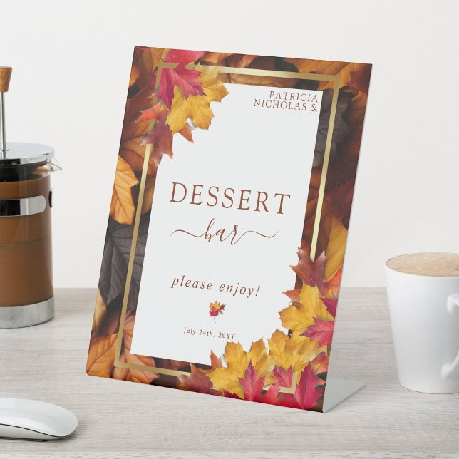 Signe De Table Elégant cadre Or & Rustic Autumn Dessert Bar (Créateur téléchargé)