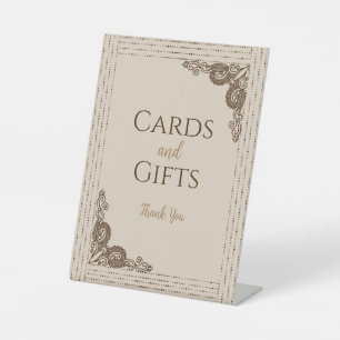 Signe De Table Elégant Classy Beige orné Cartes de Mariage et Cad