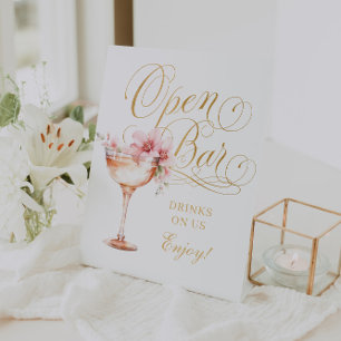 Signe De Table Élégant clignotant blanc rose or Open Bar