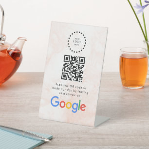 Signe De Table Élégant code QR de critiques Google sur présentoir