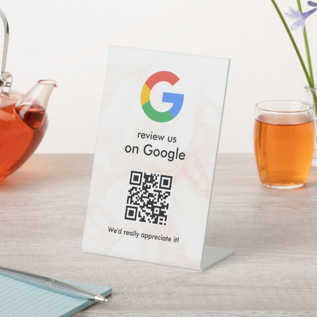 Signe De Table Élégant code QR de critiques Google sur présentoir (In SItu)