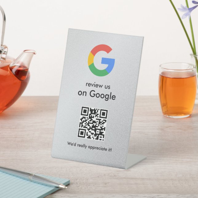 Signe De Table Élégant code QR de critiques Google sur présentoir (In SItu)