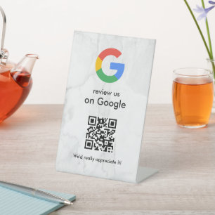 Signe De Table Élégant code QR de critiques Google sur présentoir