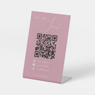 Signe De Table Elégant code QR rose féminin me scanner médias soc