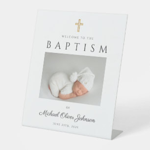 Signe De Table Elegant Cross Photo Boy Baptism Bienvenue