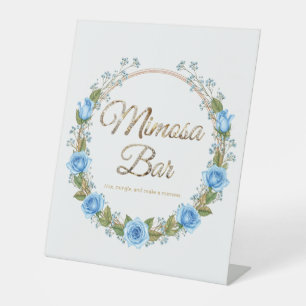 Signe De Table Elégant Dusty Blue Roses Baby’s Breathe Mimosa Bar