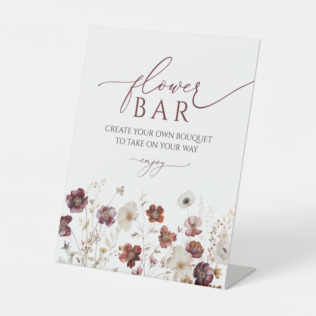 Signe De Table Elegant Fall Wildflowers Flower Bar Sign (Recto)