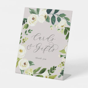 Signe De Table Élégant floral blanc   Cartes et cadeaux Blush Mau
