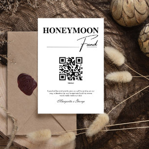 Signe De Table Elégant Fonds moderne de lune de miel QR Code Mari