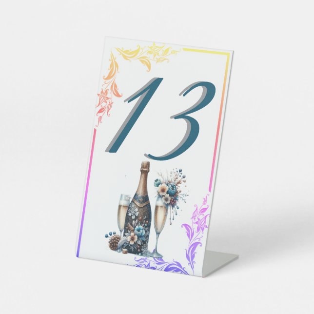 Signe De Table Elegant Gold Greenery Botanical Wedding Table Numb (Recto)