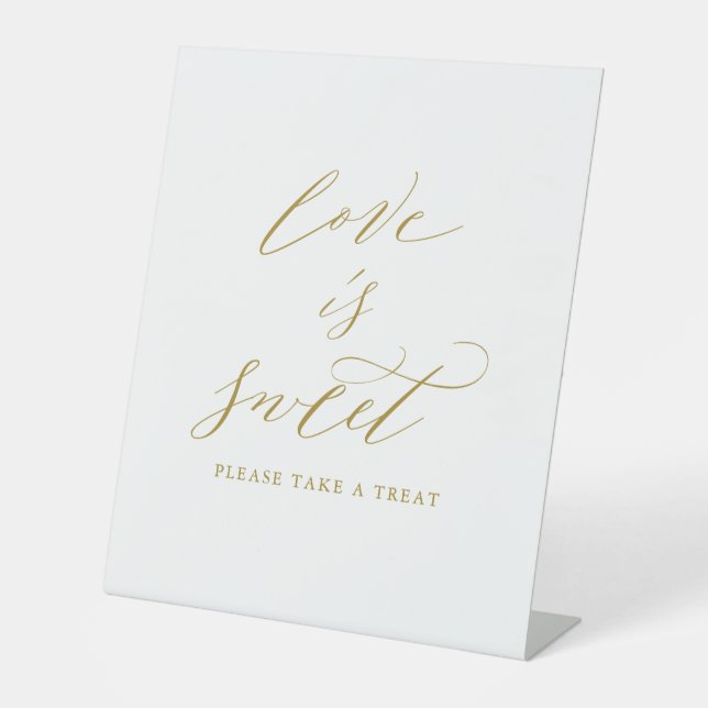 Signe De Table Elegant Gold Script Love is Sweet Mariage (Recto)