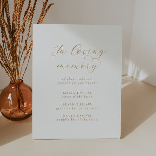 Signe De Table Élégant Gold Script Love Mémoire Mariage Memorial
