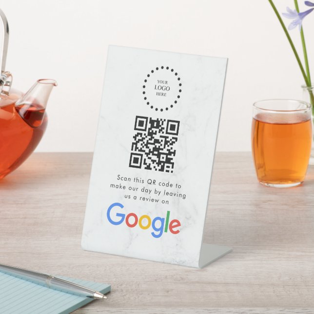Signe De Table Elegant Google reviews qr code tabletop sign (In SItu)