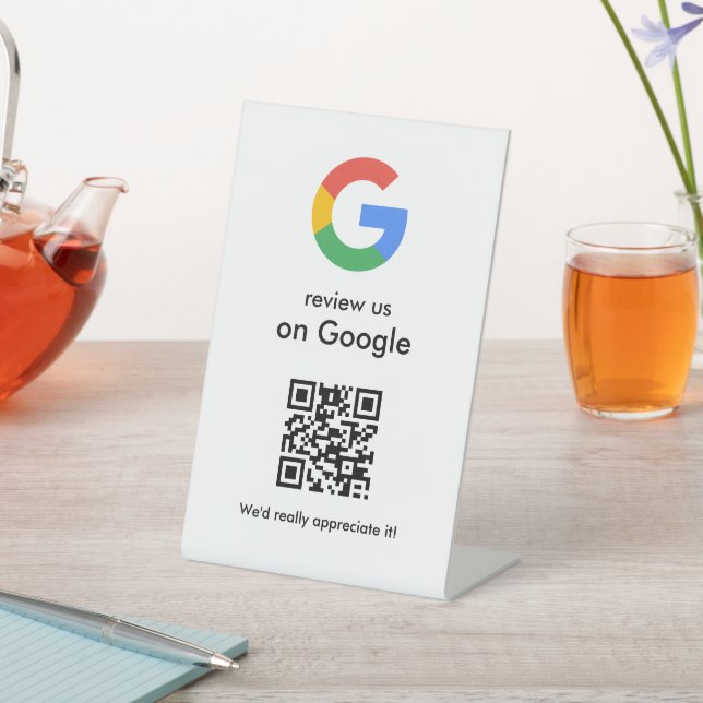 Signe De Table Elegant Google reviews qr code tabletop sign (In SItu)