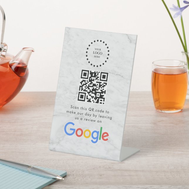 Signe De Table Elegant Google reviews qr code tabletop sign (In SItu)
