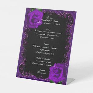 Signe De Table Élégant Goth Purple Menu Mariage Rose