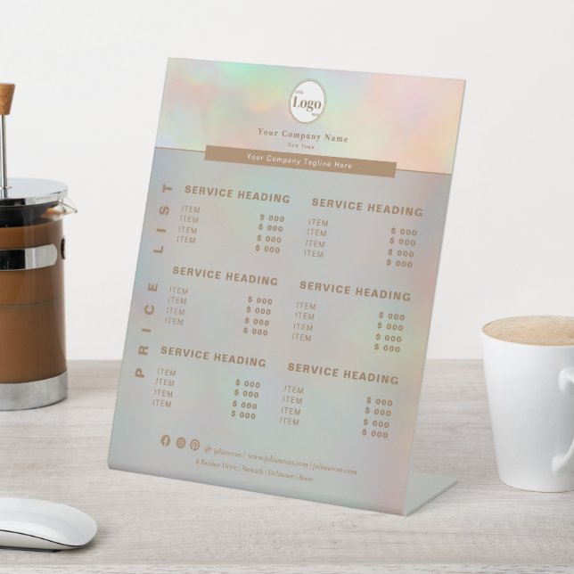 Signe De Table Elégant Holographique Beauticier Service Liste des (In SItu)