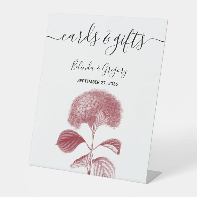 Signe De Table Elégant Hydrangea Cartes de Mariage & Cadeaux (Recto)