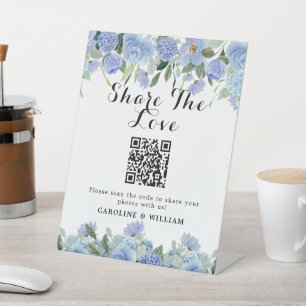 Signe De Table Elégant Hydrangea QR Code Partager La Photo D'Amou