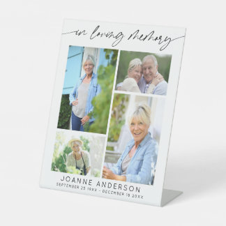 Signe De Table Elegant In Loving Memory Script 4 Photo Collage