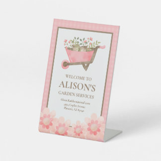 Signe De Table Elégant Jardin rose En vichy aquarelle