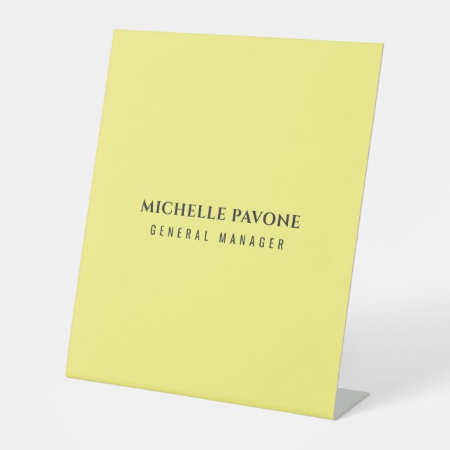 Signe De Table Élégant Jaune Clair Simple Plain Professionnel (Recto)