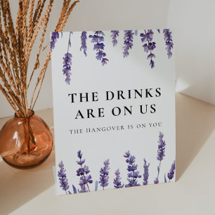 Signe De Table Élégant Lavande Florale Boissons sont sur nous