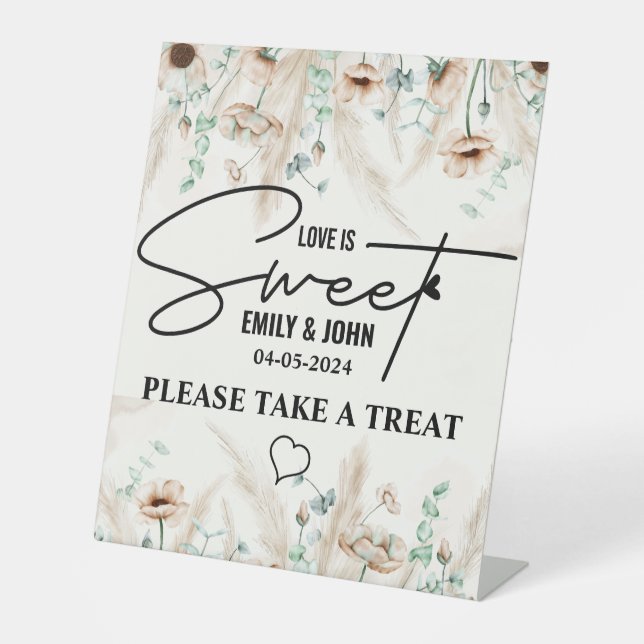 Signe De Table Elegant Love Is Sweet calligraphie Heart Boho (Recto)