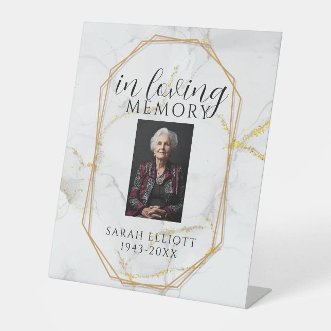 Signe De Table Elegant Marble In Loving Memory Template | Persona (Recto)