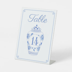 Signe De Table Élégant Mariage bleu et blanc Numéro de table