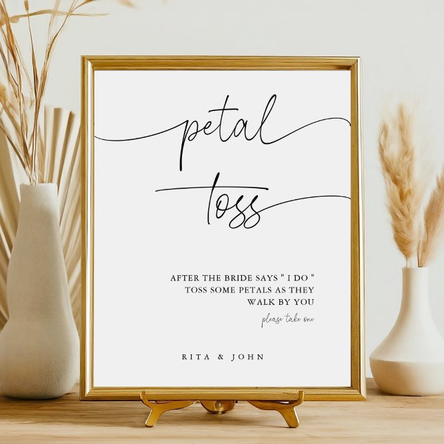Signe De Table Élégant Mariage de calligraphie Petal Toss Envoyer (Créateur téléchargé)