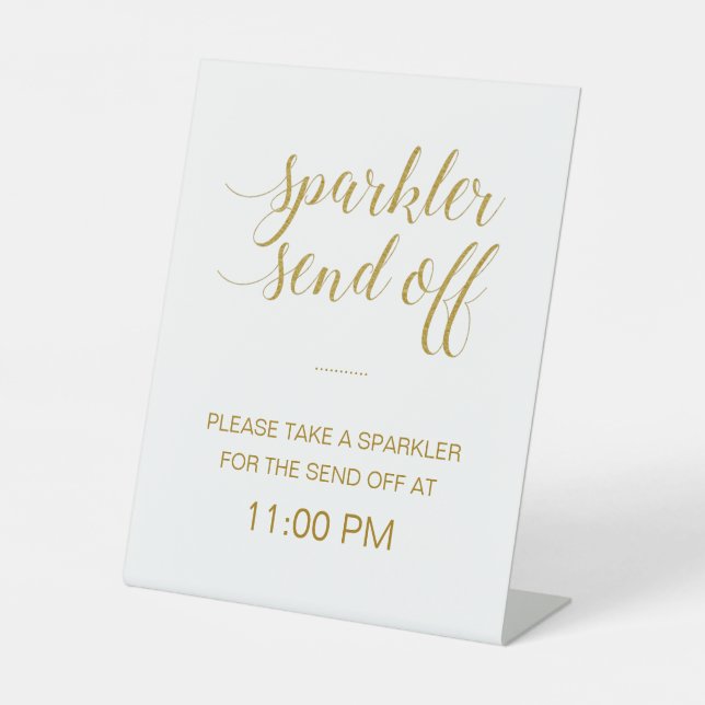 Signe De Table Élégant Mariage d'or marié Groom Sparkler Envoyer (Recto)