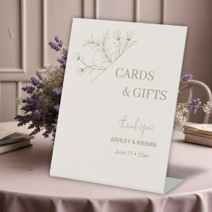 Signe De Table Élégant Mariage Floral "Cartes & Cadeaux"