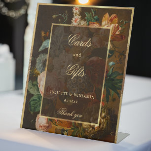 Signe De Table Élégant Mariage Floral d'Art Fin