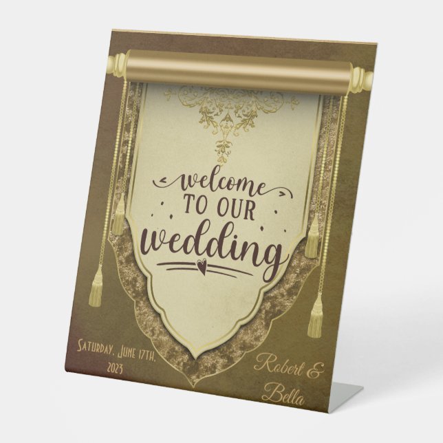 Signe De Table Élégant Mariage médiéval personnalisé (Recto)