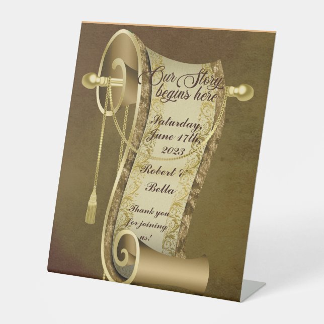 Signe De Table Élégant Mariage médiéval personnalisé (Recto)