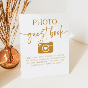Signe De Table Élégant mariage photo livre d'or table
