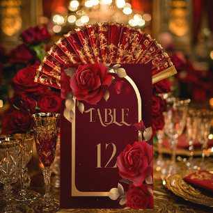Signe De Table Élégant Mariage rustique Bourgogne et or