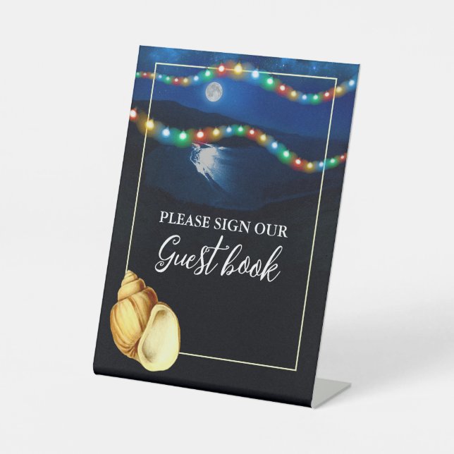 Signe De Table Elégant mariage sur la plage au clair de lune (Recto)