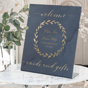 Signe De Table Elégant Marine Gold Olive Branch Wreath Card Cadft